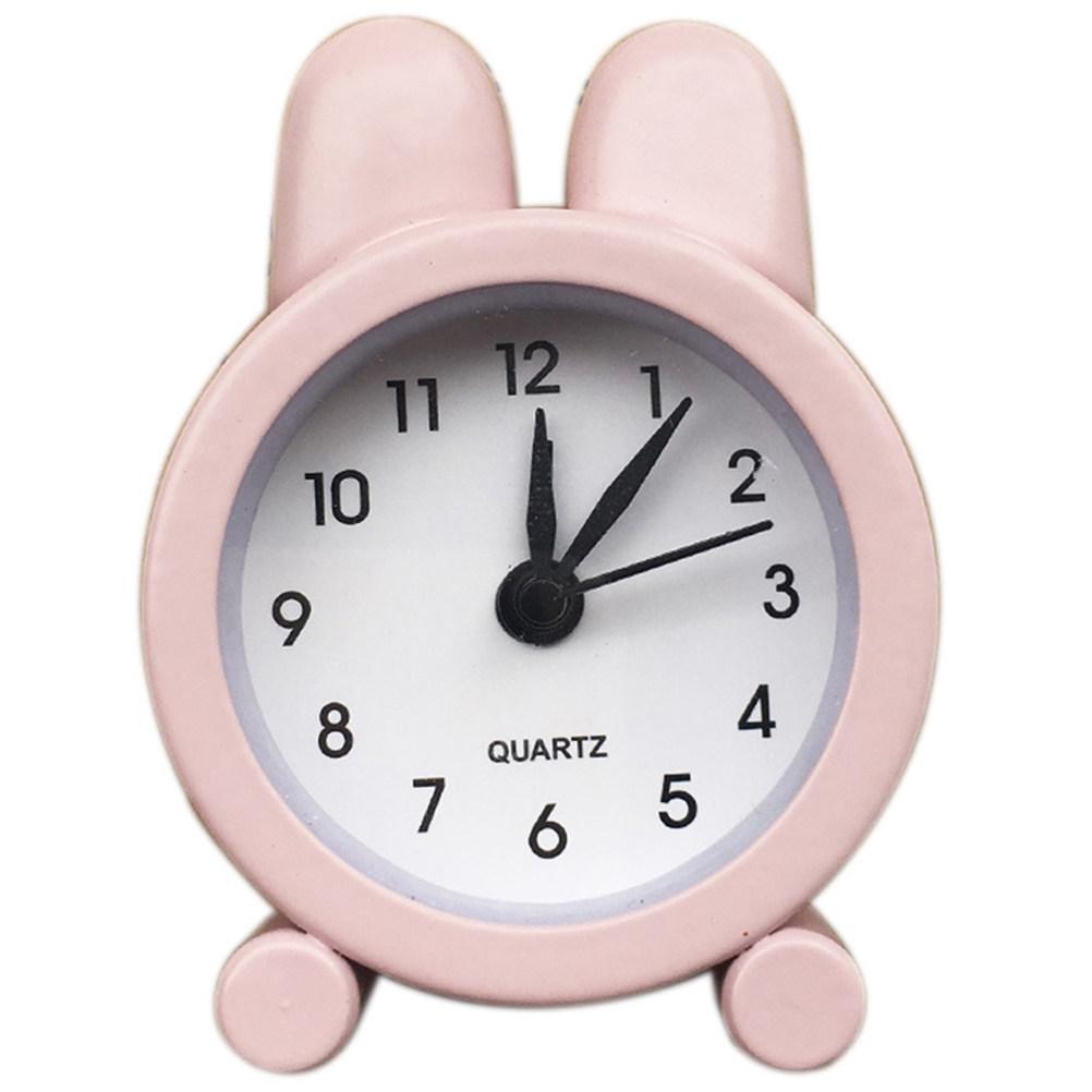 

Mini Metal Alarm Rabbit Ear Design Silent Wake-Up Device For Bedroom Dorm Desktop Home Decoration Black Bedside Clock Desktop