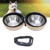 Stainless Steel Portable PET Bowl Set Green and Khaki Travel PET Feeder  PET Feeding