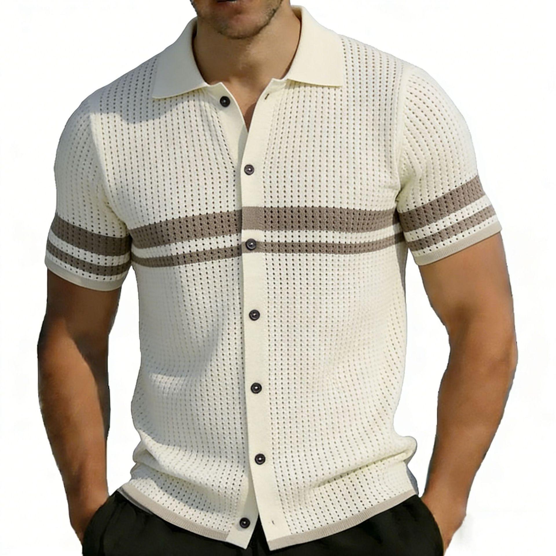 Men S Short Sleeve Polo Shirt Knit Summer Casual Solid Color S хаки