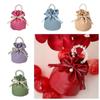 Solid Color PU Drawstring Bag Storage Bag Wedding Candy Bag Pearls Handle Wrist Bag  Festival