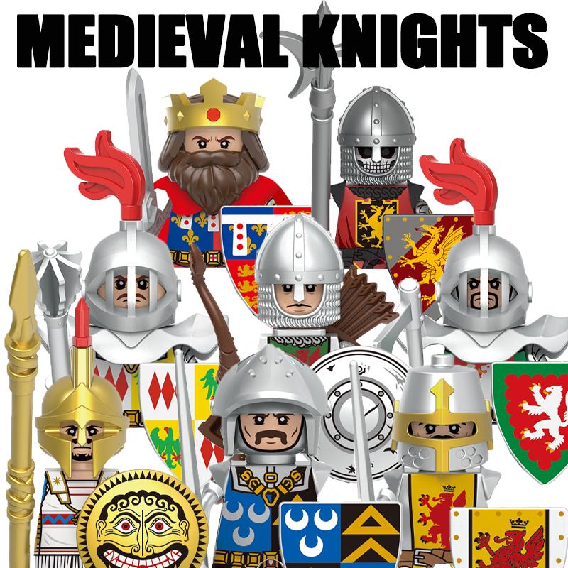 Medieval Military Europe King Soldier Figures Building Blocks Castle Lion Knight Sword Infantry Weapon Warrior Bricks Toys Gifts