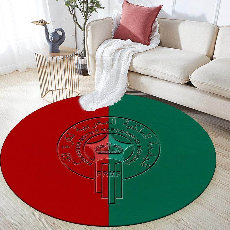 Morocco National Football Team,Round Area Rug,Carpet Rug for Living Room Bedroom Sofa Playroom Decor,Non-slip Floor Mat
