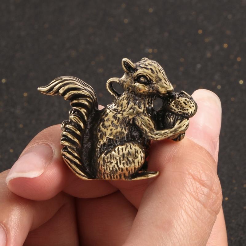 2Pcs Handcrafted Brass Squirrel Incenses Stick Burners Keychain Charm For Desk Decors And Fragrances Diffusions