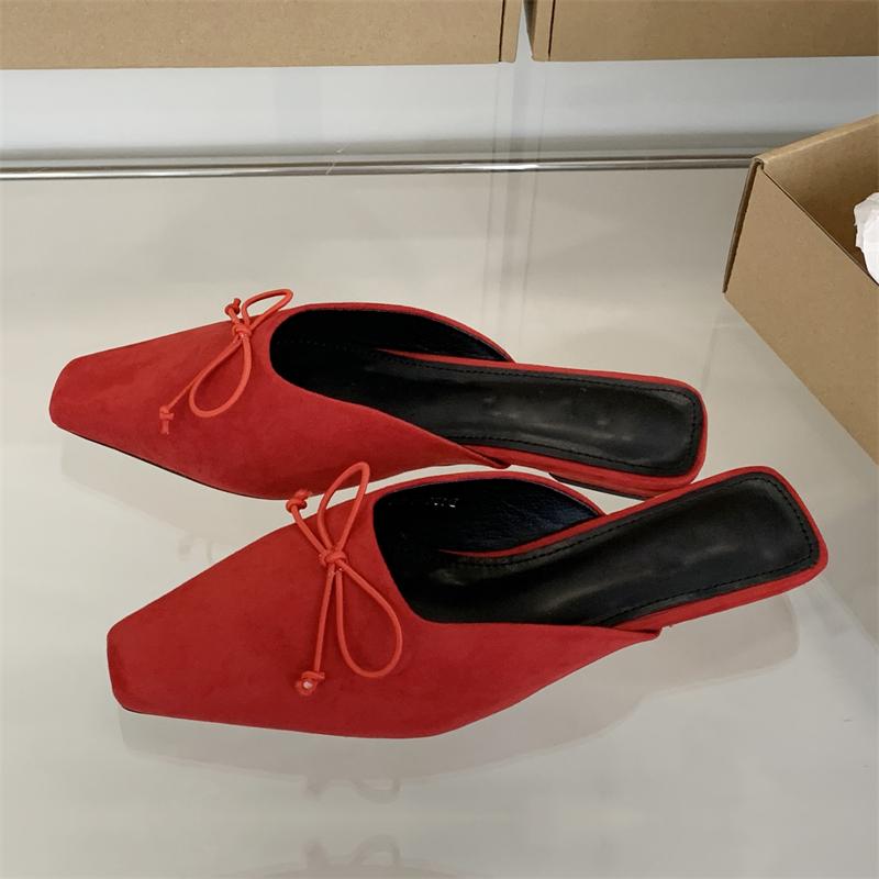 Eilyken High Qualit Butterfly-kont Mules Slippers Women Square Toe Low Heels Slingback Casual Party Shoes