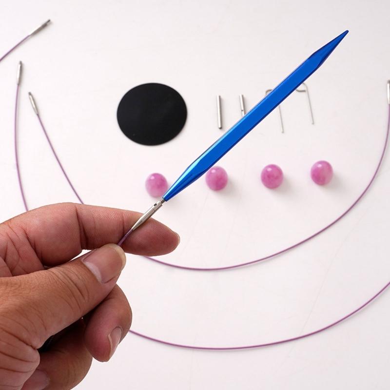9Pairs Metal Circular Knitting Needle Set with Case, 3.5mm-8mm Interchangeable Circular Knitting Needle Crochet Hook Set