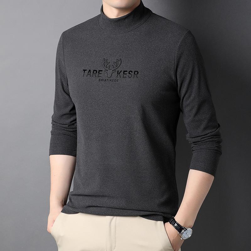 Autunno e Inverno Nuova Maglia a Maniche Lunghe da Uomo Dolcevita Sottile e Largo T-shirt Casual Maglione da Uomo