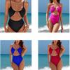 Hot Spring Sexy One-piece Swimsuit Quick-drying Contrasting Color European and American Swimsuit