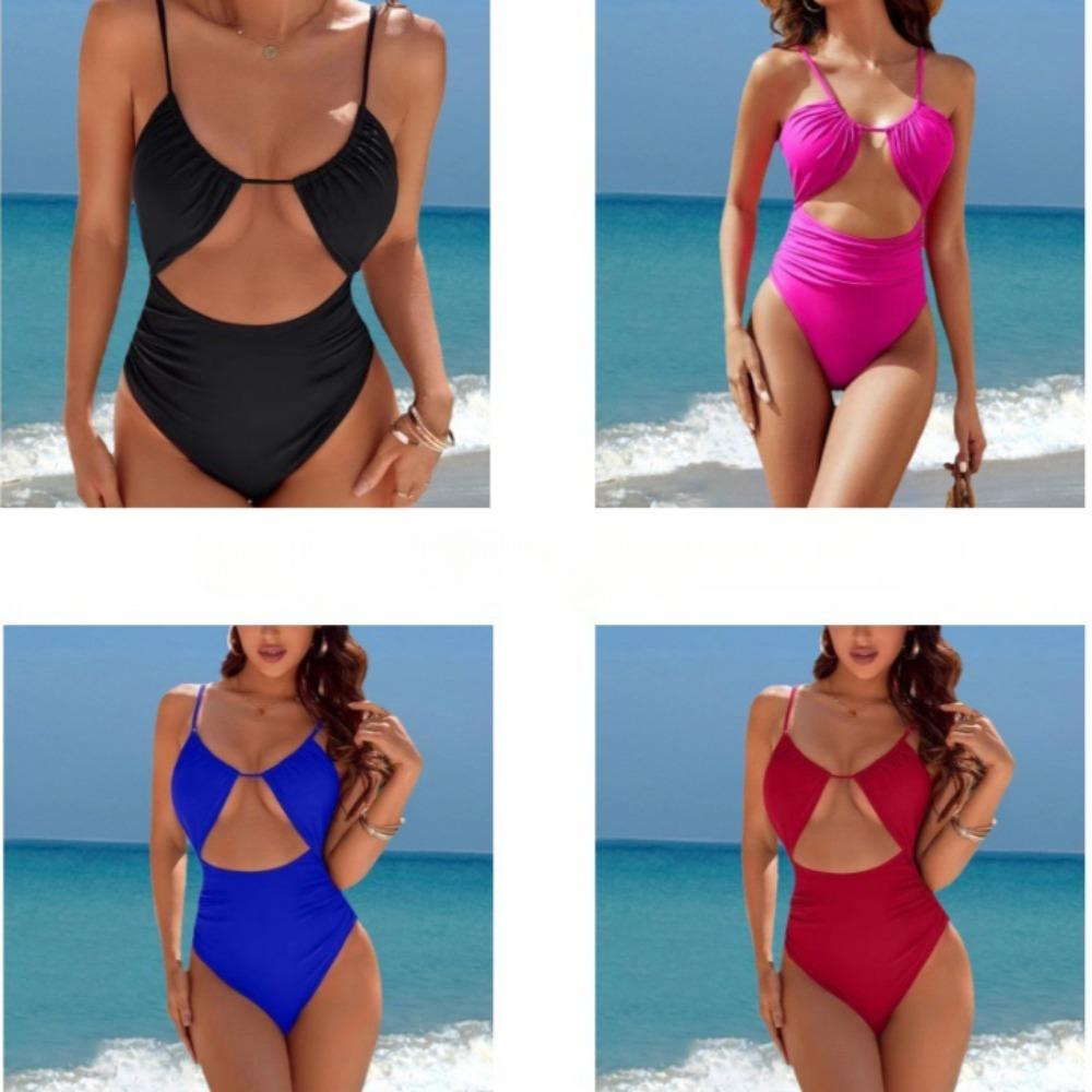Hot Spring Sexy One-piece Swimsuit Quick-drying Contrasting Color European and American Swimsuit