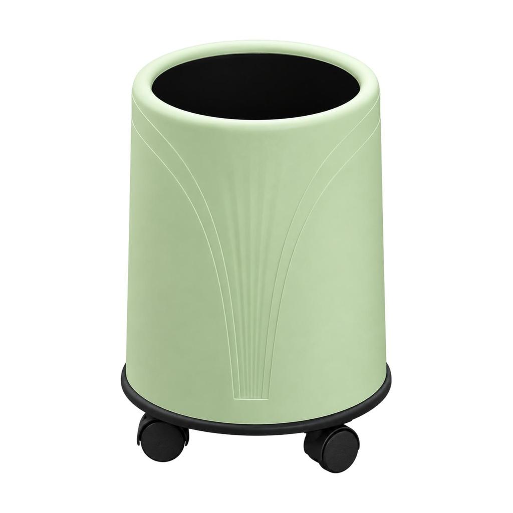 Large Cylindrical Waste Bin with Caster Wheels Sturdy Open-Top