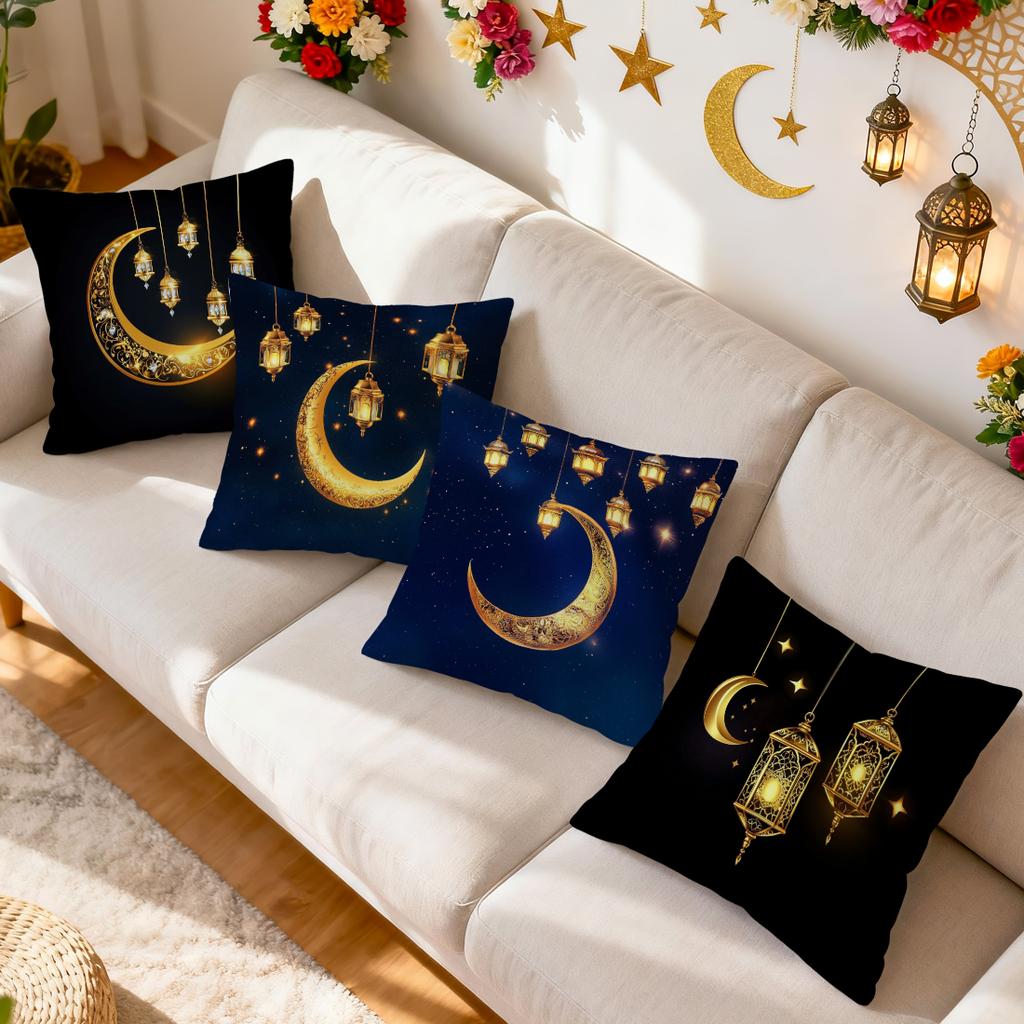 Ramadhan Festival Golden Moon Lantern Cushions Pillowcase Polyester Cushion Cover Throw Pillow Pillowcover Home Car Sofa Decor