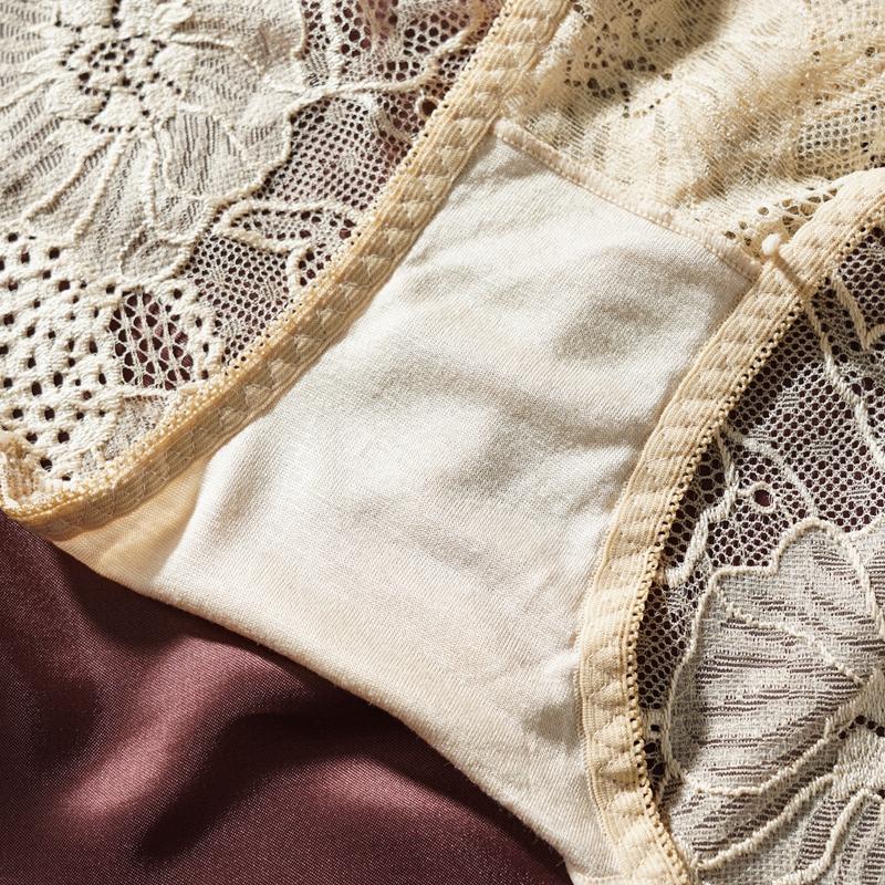 L-2XL Damen High Waist Sexy Spitzen-Slips Hollow Weiche Unterwäsche Atmungsaktiv Übergröße Damen Lingerie