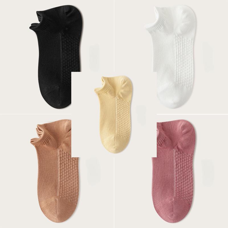 5 Pairs Soft Women Solid Color Ankle Sock Breathable Sweat-Absorbent Comfortable Cotton Low Cut Sports Socks High Quality Female Socks