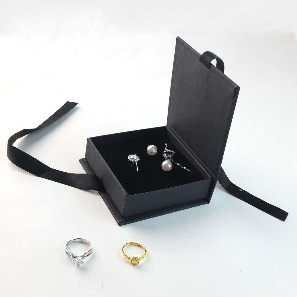 1pc Jewelry Packaging Box, Ribbon Flip Box, Jewelry Gift Storage Box, For Earrings Rings Necklaces Bracelets Pendants