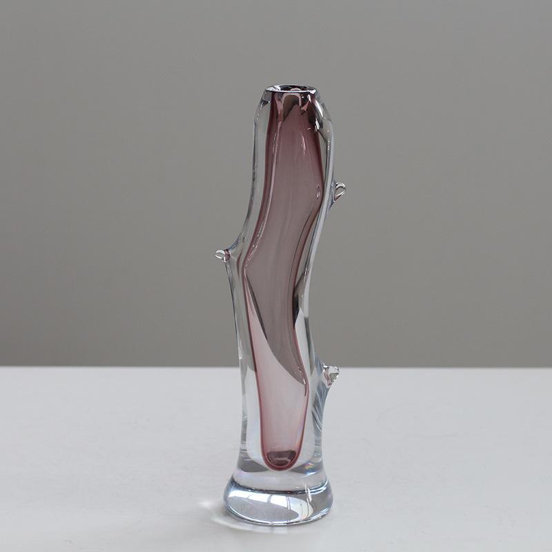 Glass Vase Transparent Branch Fork Shape Thick Straight Glass Bottle Flower Vase Floral Arrangement Accessories Terrarium