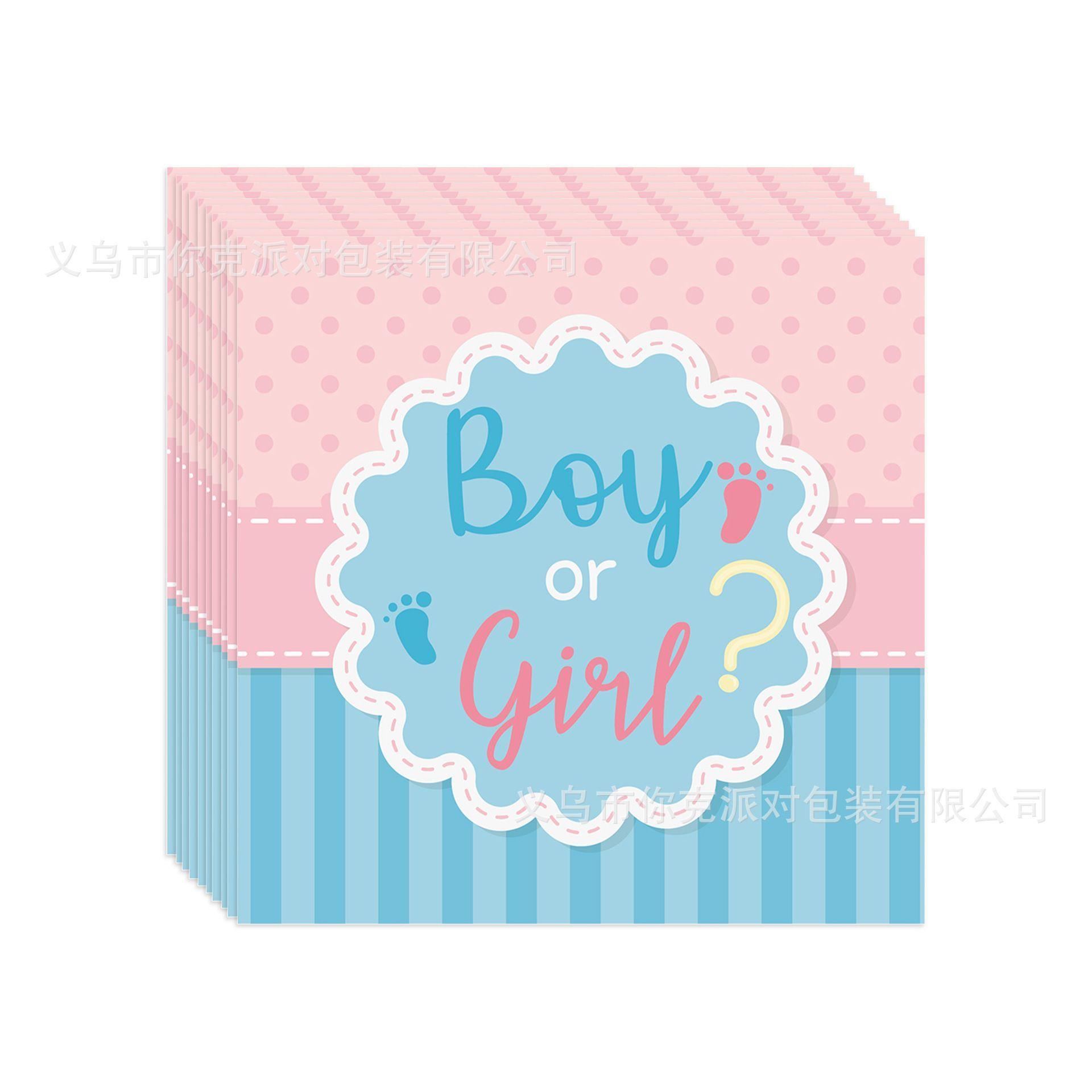 

Boy Girl Gender Reveal Disposable Tableware Baby Shower Party Plates Decor paper towels/20 pcs