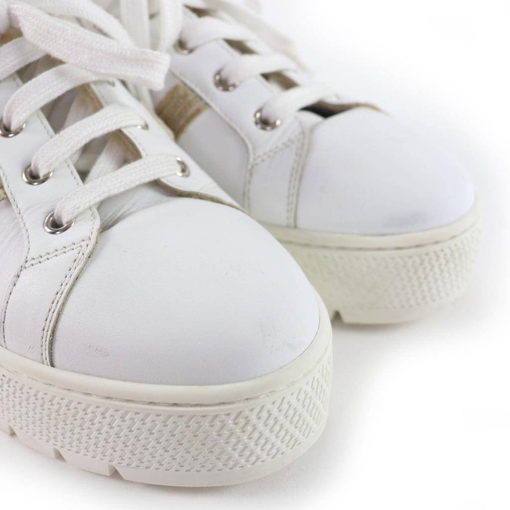 Tolle HERMES Low-Cut-Sneaker Dare H-Logo-Design Mouton-Leder Weiß beige 38 Gebraucht