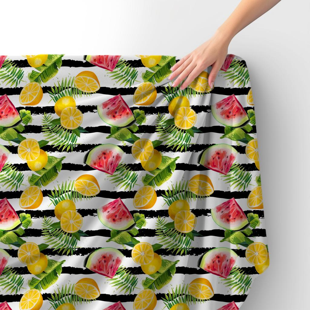 Royal Samt Stoff Polyester Zum Nähen - Motiv Orange Und Wassermelone