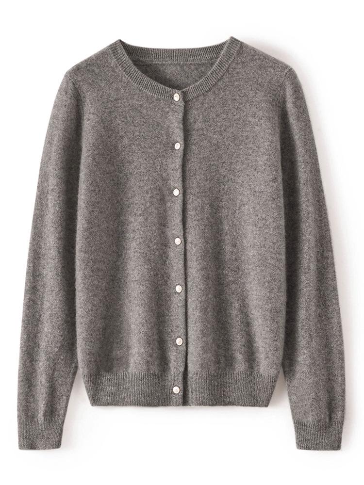 Women's Long Sleeve Cashmere Cardigan - Loose, Warm, Single Breasted Sweater for Autumn and Winter