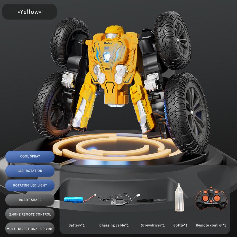Dual-Sided Rotating Butterfly Stunt Robot Car with Transforming Spray and 2.4G Drift Remote Control