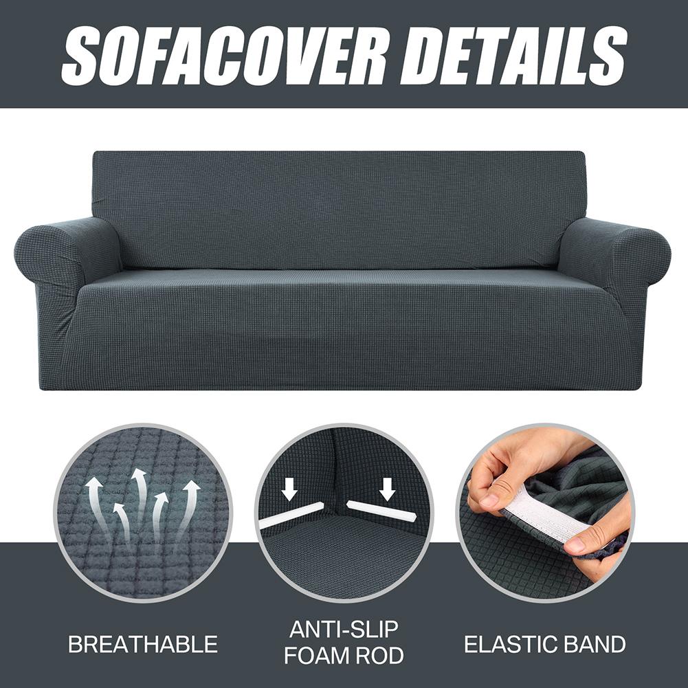 Stretch Sofa Cover Furniture Protector Cushion Couch Covers with Elastic Bottom for Kids Pets Friendly Anti Slip Slipcovers
