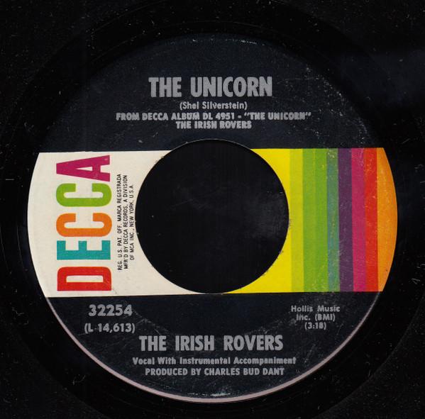 

7inch Record IRISH ROVERS - The Unicorn 32254 Decca 1968 Canada Pop Used