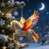 Horse Ornament Acrylic 2D Flat Realistic Flying Horse Christmas Tree Pendant with Sparkling Rhinestone Home