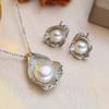 Fashion Leaves Leaf Necklace Earings Freshwater Pearl Jewelry Sets For Women Freshwater Pearl Necklace Pearl Earrings