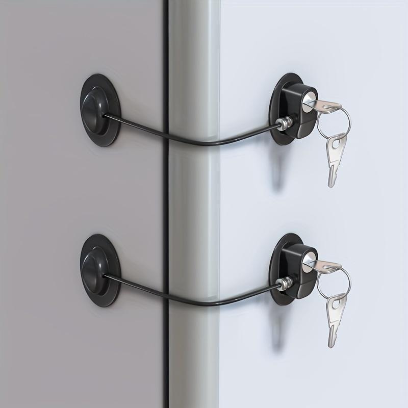 1 Pcs Strong Adhesive Teenager Safety Stainless Steel Refrigerator Lock - 1pc with 2 Keys - Suitable for Cabinet Locks, Freezer Locks and Drawer Locks