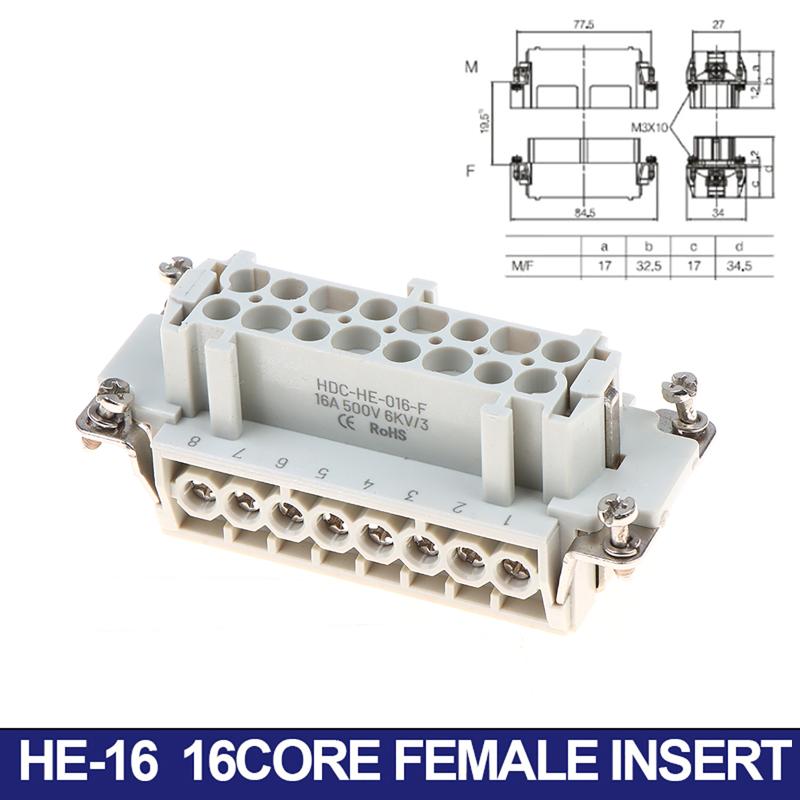 6/10/16/24 Core Heavy-duty Connector HDC-HE Male Connector Core Female Connector Insert 16A 500V Aviation Plug Core