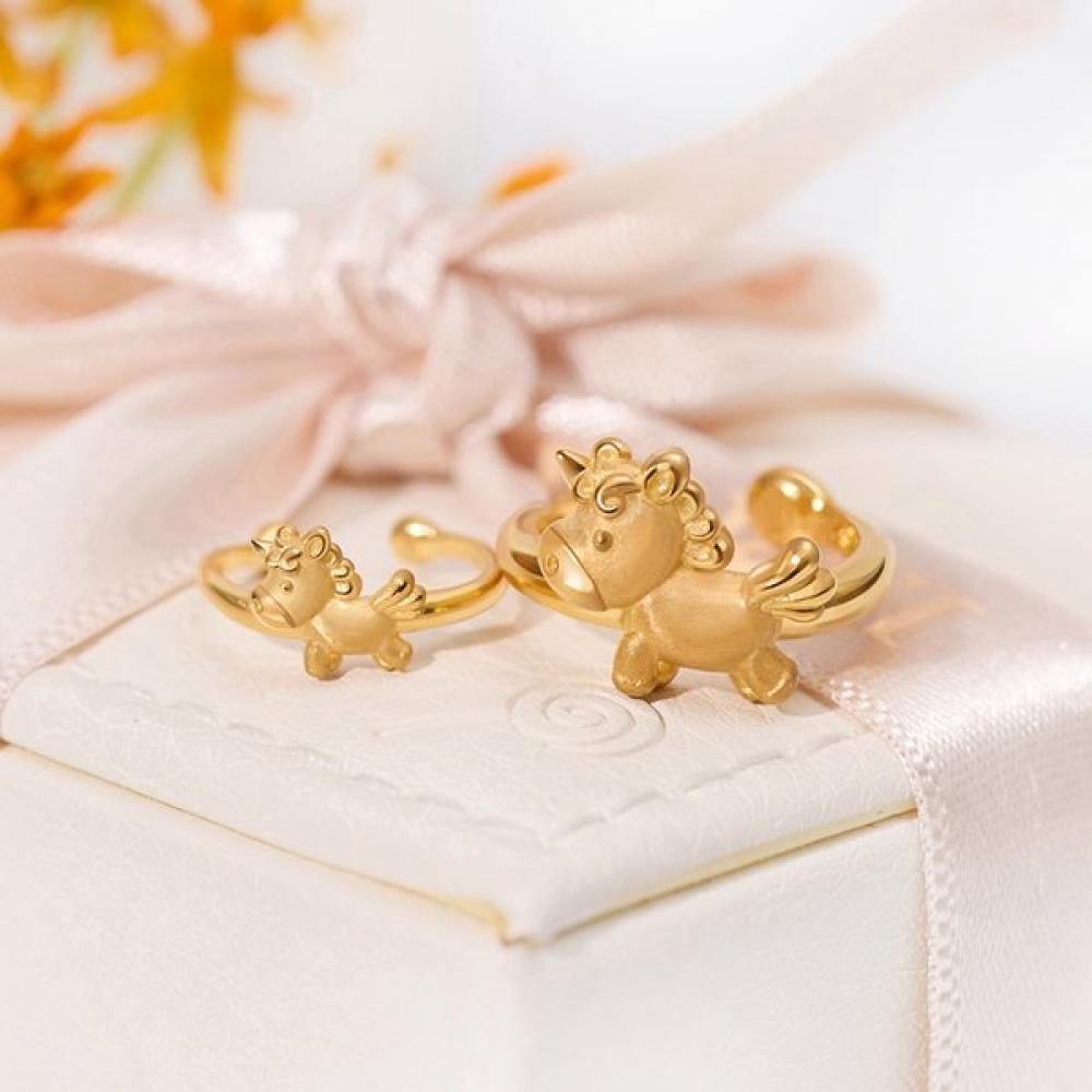 Porti Solid Gold 24k 1g Unicorn Stone Ring Year Of The Horse