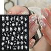 3D Charm Black White Flower Floral Petal Nail Decoration DIY Nail Art Stickers  for Nails