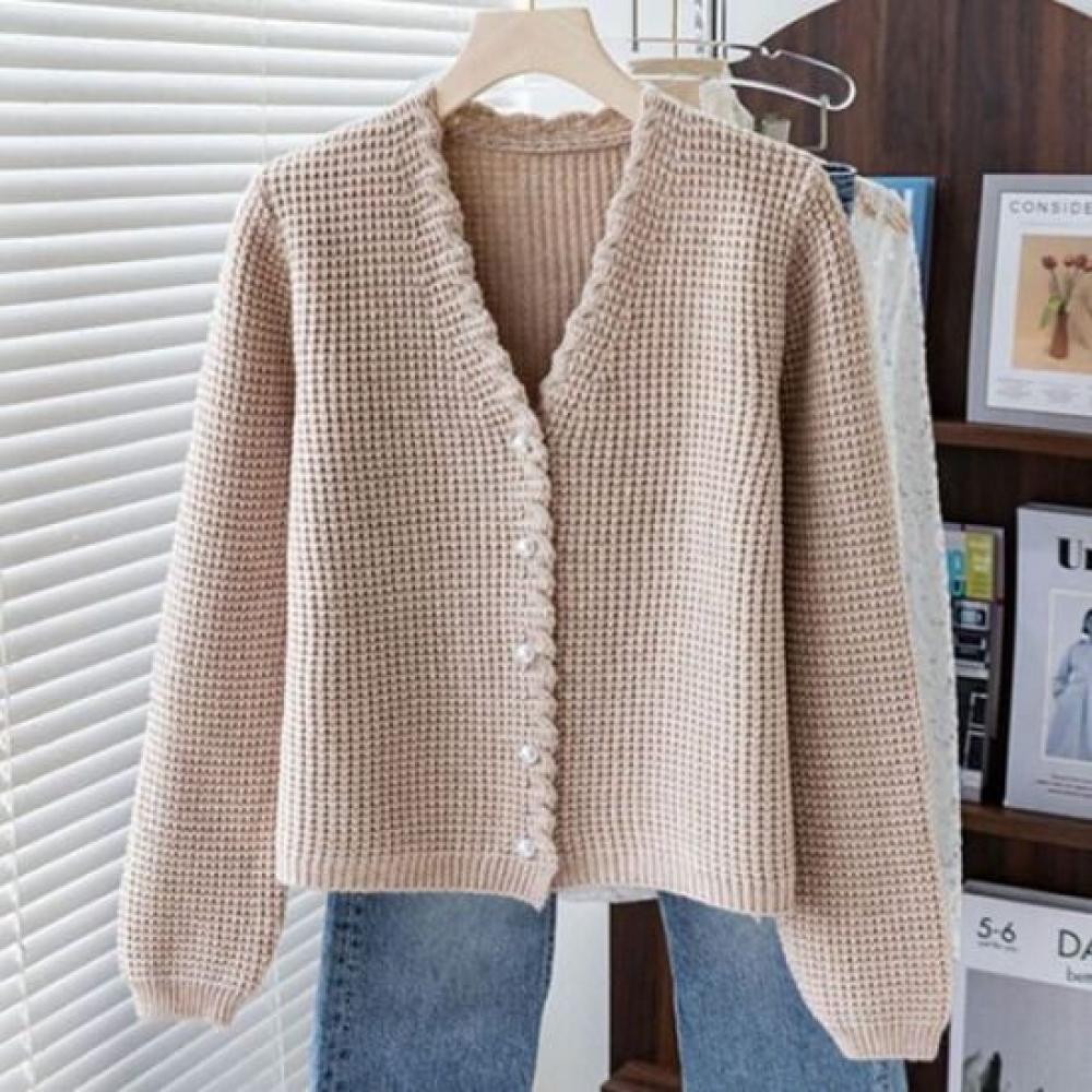 NaVaVa Women LoVely Solid V Neck Crop Long sleeVe Knit Cardigan Nk2656