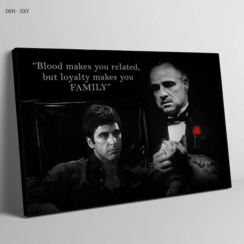 Tony Montana and Don Vito Corleone Quotes Canvas Poster Scarface and Godfather Movie Character Canvas Painting Home Decor