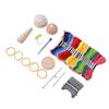 Mini Darning Mushroom Kit Wooden 14 Hooks Patchwork Weaving Tool with Needles 50 Colors Thread for Sock Jeans Repair