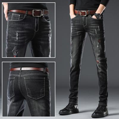 Autumn and Winter Jeans Men's Slim Small Feet Elastic Long Trousers Men's Youth Small Feet Jeans Jeans Trend Versatile Trousers