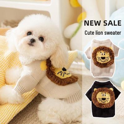Herbst/Winter Niedlicher Löwenpullover für kleine bis mittelgroße Hunde - Warme zweibeinige Haustierkleidung