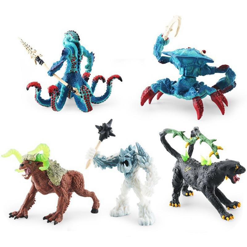 Detaillierte PVC-Figur Realistische Wasser-Krebs-Kreatur Oktopus-Bestie Eis-Monster Stein-Bulle Schwarzer Panther Modell