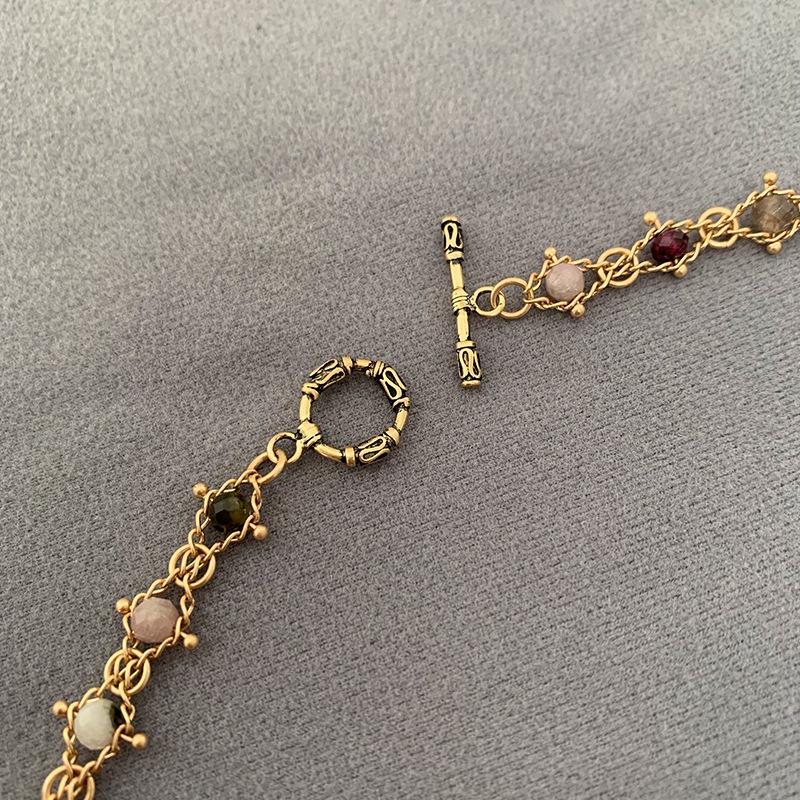 British Retro Tourmaline Handmade Necklace - Gold-Plated Brass with Scorpion Archer Design