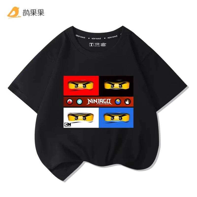 Phantom Ninja Limited Edition Printed T-Shirt for Big Boys and Girls - Children's Summer Cotton Short-Sleeved Shirt