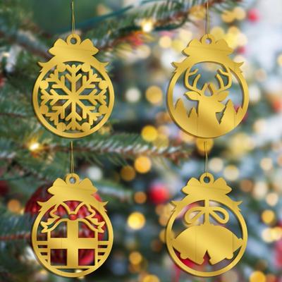Double-Sided Christmas Ornaments Golden Acrylic Ornaments Easy Hanging String