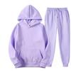 Fleece Hooded Set Fashion Casual Solid Color Sweatshirt Sweater Men's Two-piece Set