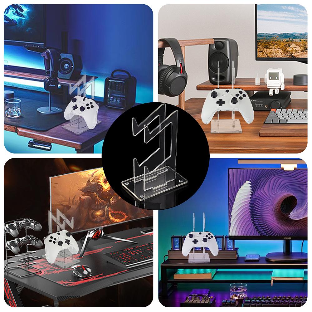 1set 2-Tier Transparent Acrylic Game Controller Display Stand Holders Controllers Desktop Organizer Stands Clear 9~19.5x9~13.9x0.45~0.75cm