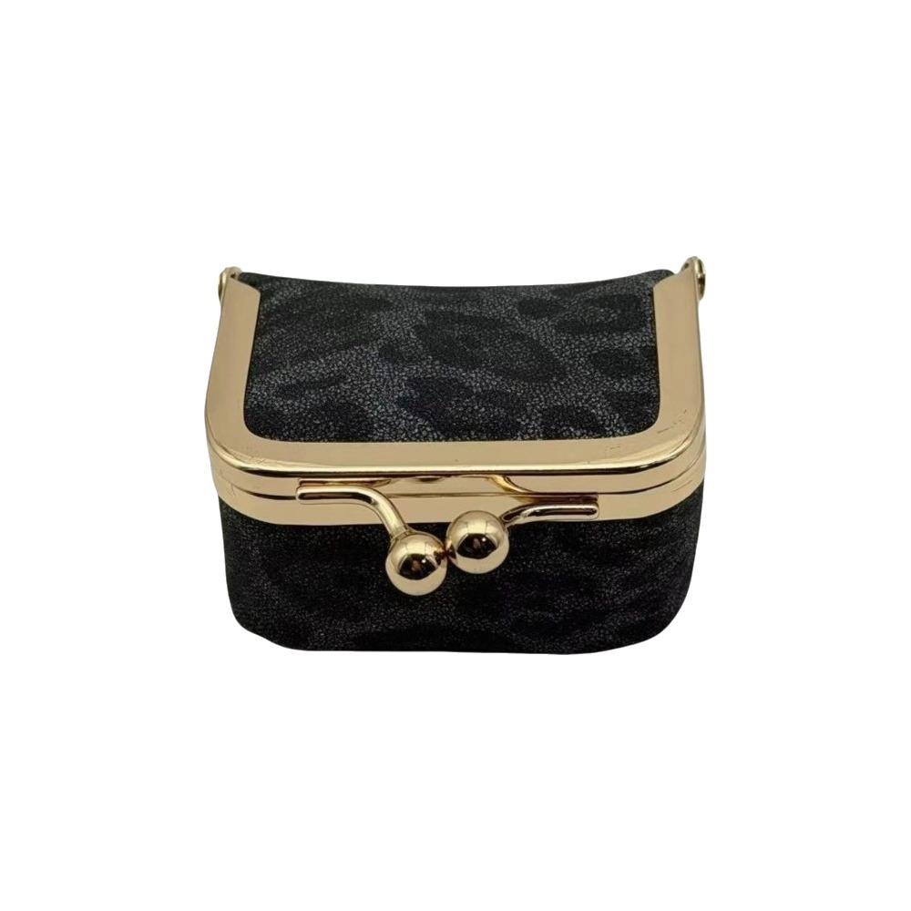PU Leather Leather Jewelry Bag Square Small Item Bag Elegant Kiss Lock Coin Purse  Ring