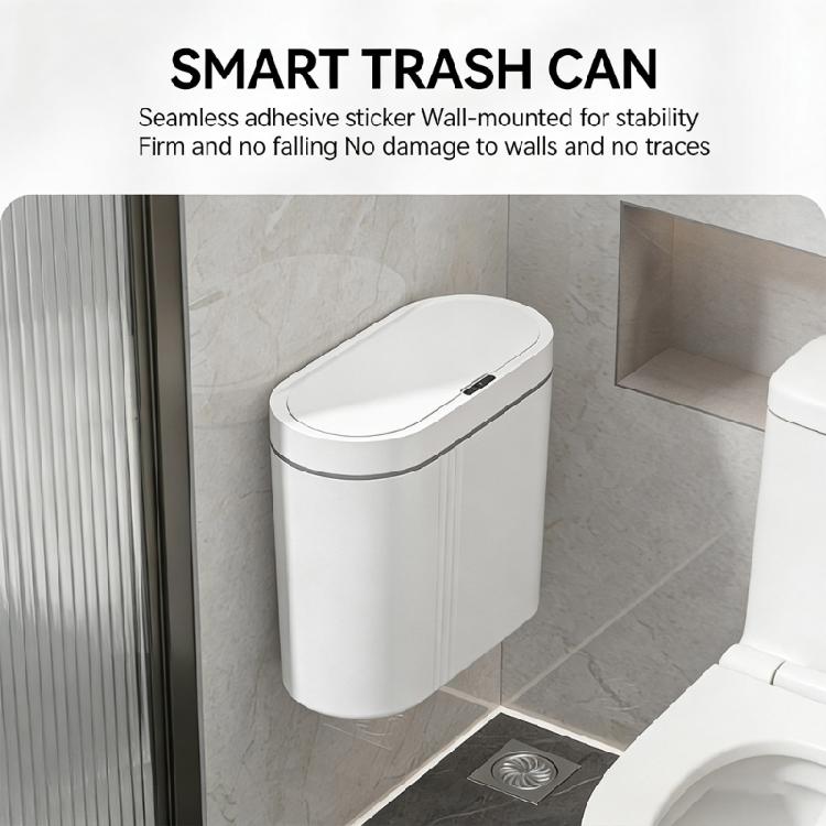 Trash Can Space Saving Wall Mount Trash Can Sensor Automatic Quiet Lid for Homes Kitchen Bathroom