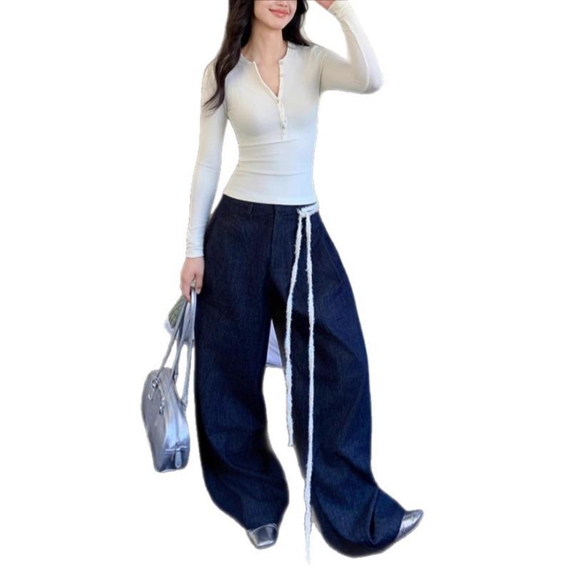 Apricot Henley Long Sleeve T-shirt Women's Slim Fit Bottoming Shirt Autumn New Early Autumn T-shirt