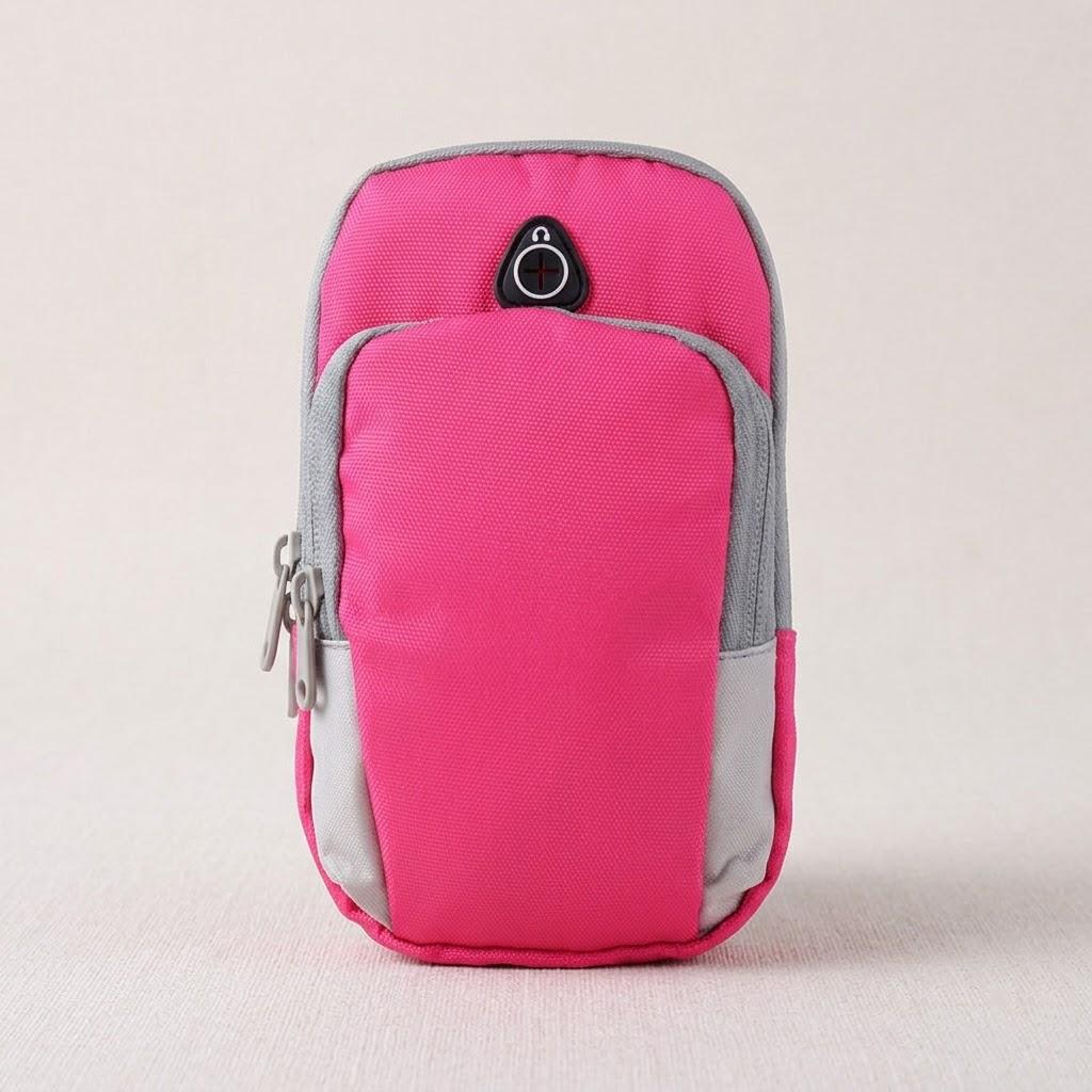 

Universal Phone Multifunctional Double Pockets Waterproof Armband with Earphone Hole for Smartphone Accessories розовый