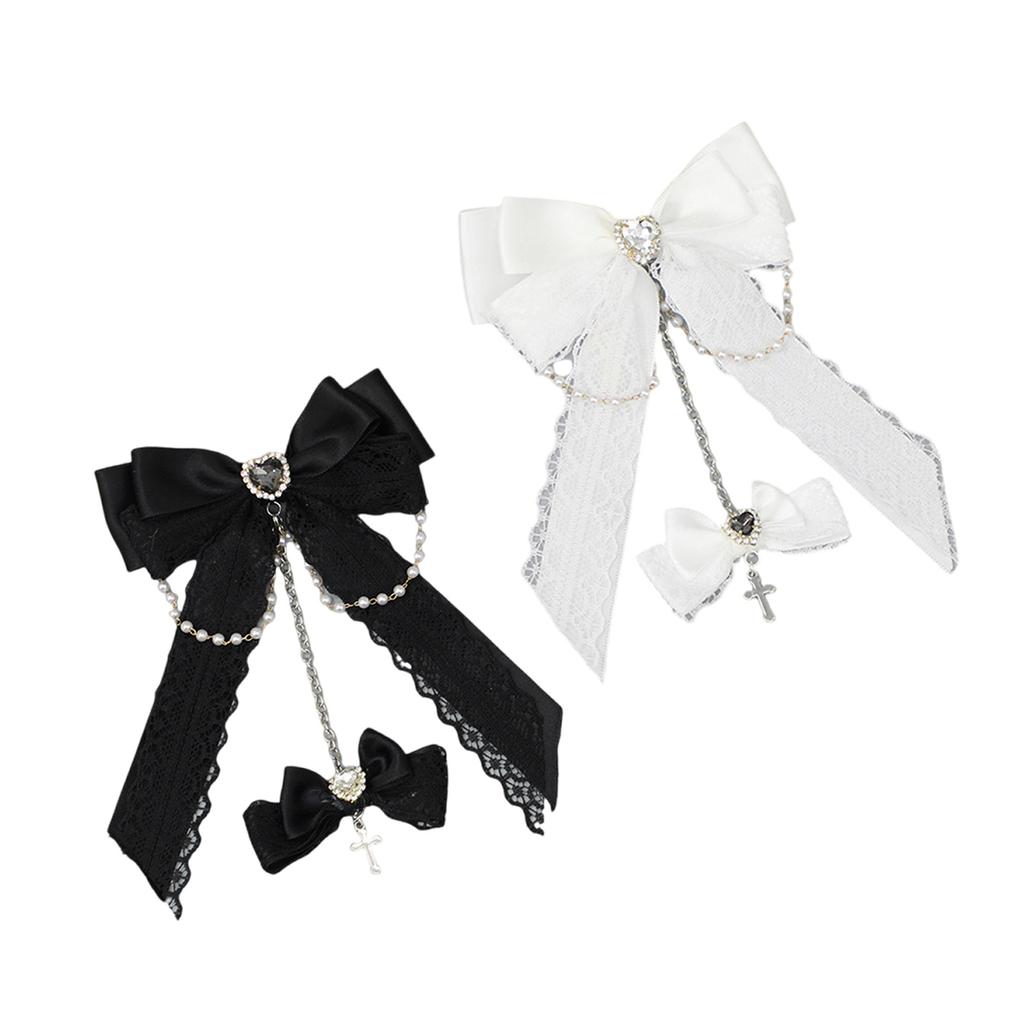 2000s Hair Clip for Halloween Gothic Lace Bowknot Hair Clip for Theme Event Anime Maid Barrettes Hair Holder for Cosplay