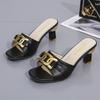 Summer Women's Slippers Sandals Shoes Female Golden Metal Chain Ladies Fashion Casual Slides Mules  Indoor Zapato Mujer