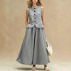 Women Sleeveless Button Front Vest Waistcoat and Long Skirt Two Piece Set Fashionable Solid Color Suit for Casual and Formal Wear