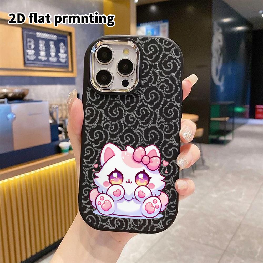 Phone Case: 2D Flat Design Suitable for iPhone 18 17 16 15 14 13 Pro Protective Case, Couple Style, Pink Paw Kitten, Christmas and Halloween Gift